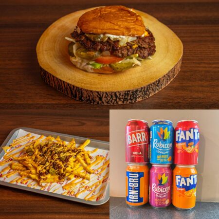 Ft Absolute (Mild) Burger + Posh Loaded Fries Angus Beef + Can