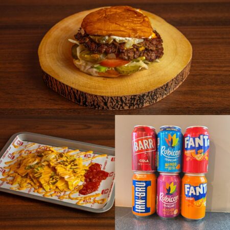 Ft Absolute (Mild) Burger + Veg Nachos + Can