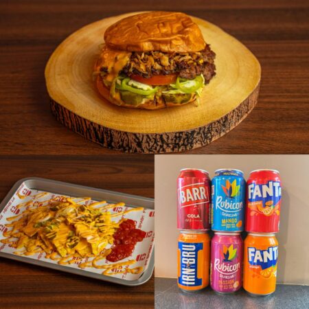 Ft Special (Hot) Burger + Veg Nachos + Can