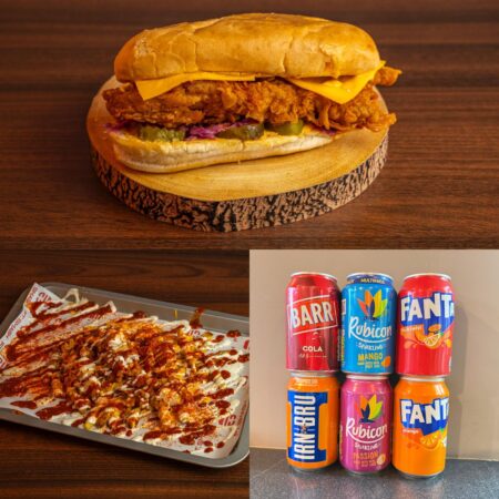 Ft Hot Chicken Supremacy Burger + Supremacy Loaded Chicken Fries + Can